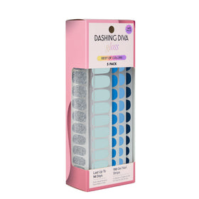 Dashing Diva Gloss Nail Strips 5-in-1 Kit front view with blue designs