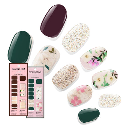 Dashing Diva Gloss Nail Strips Bundle - Baby Bouquet and Magnolia Vine front view