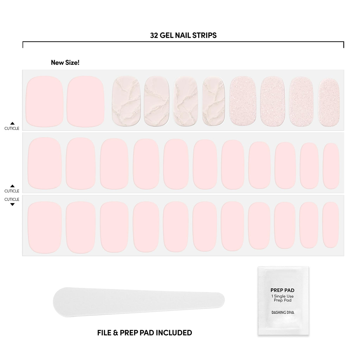Dashing Diva Gloss Nail Strips with included prep pad and nail file