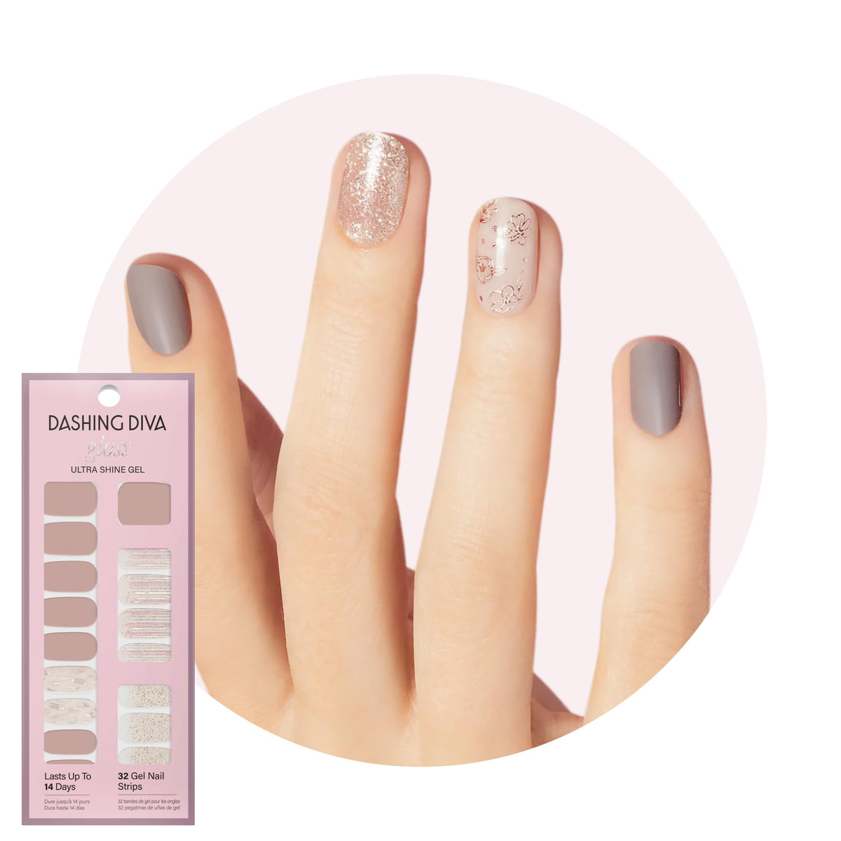 Dashing Diva Lavender Dreams nail strips packaging with included prep pad