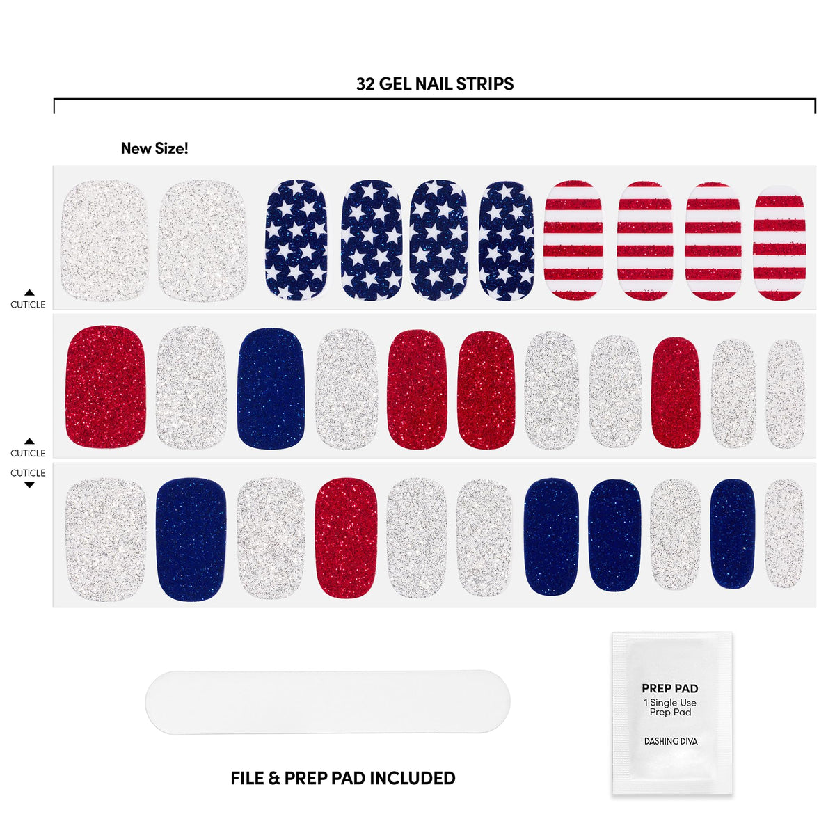 Dashing Diva nail strips application process with prep pad and file
