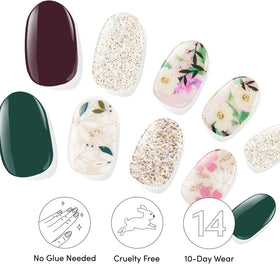 Dashing Diva nail strips laid out with accent and base colours