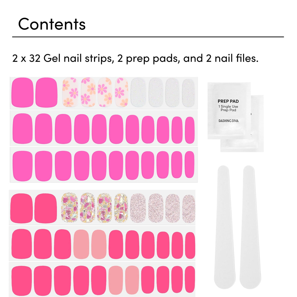 Dashing Diva nail strips packaging and included accessories