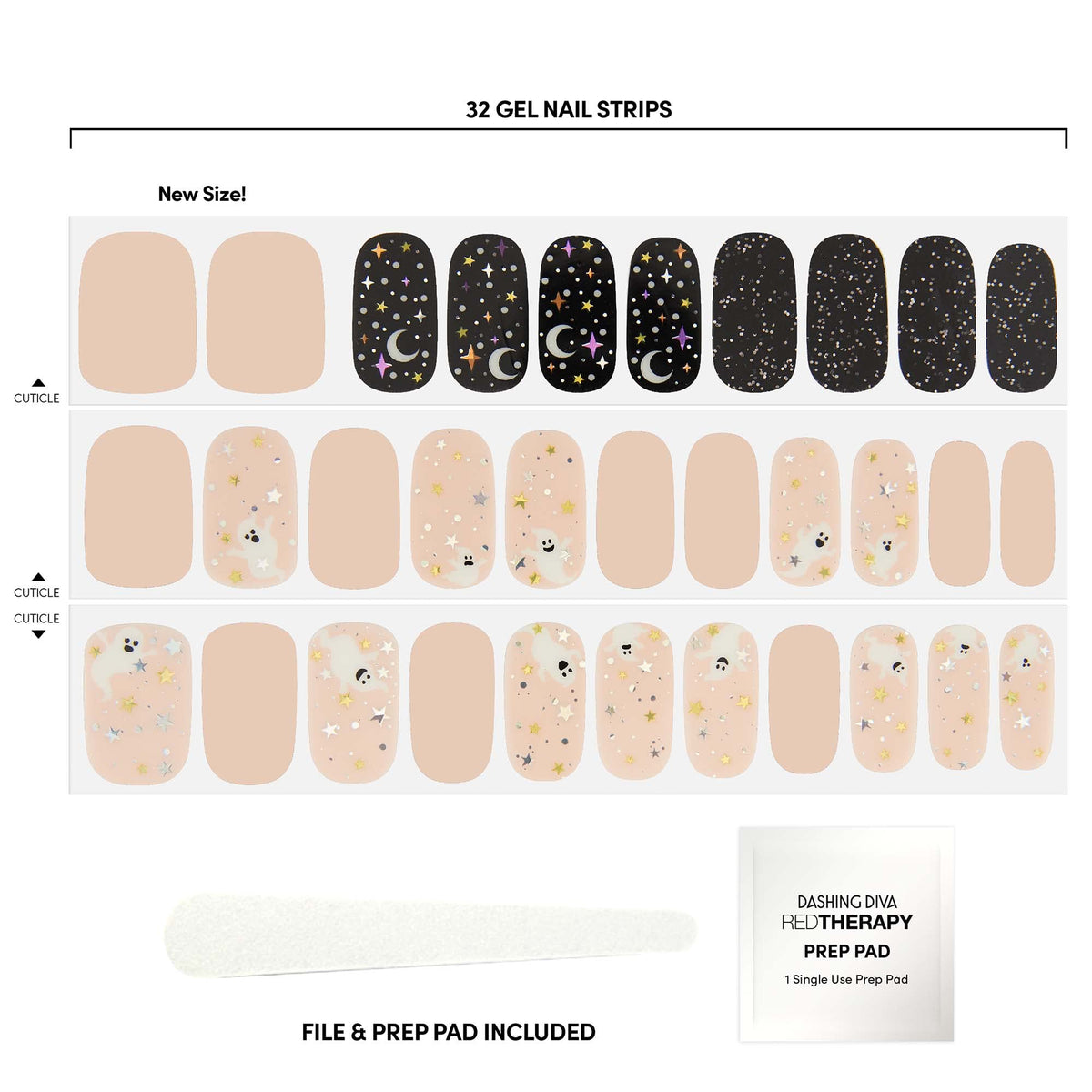 Dashing Diva nail strips with ghost icons and glitter