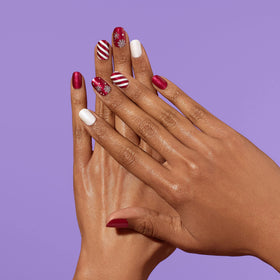 Dashing Diva Peppermint Marvel Nail Strips showing cranberry gel design