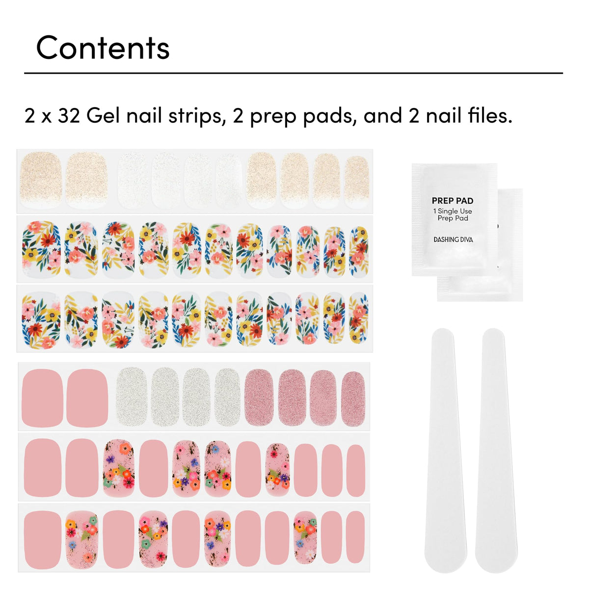 Dashing Diva Spring Florals Collection packaging with nail strip details