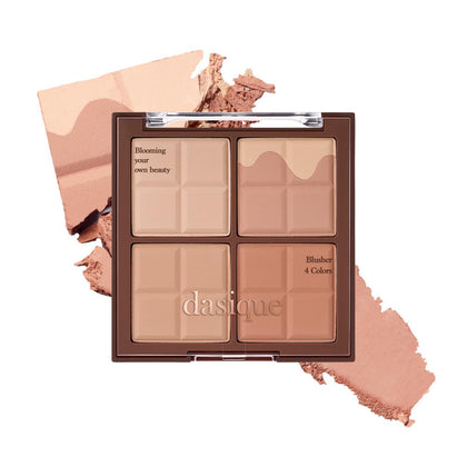 dasique Blending Mood Cheek #20 Melted Choco front view with 4 shades