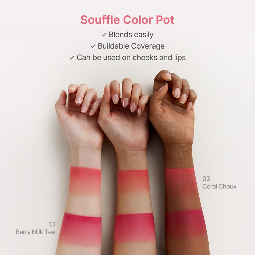 dasique Souffle Color Pot Sweet Pink swatch on skin