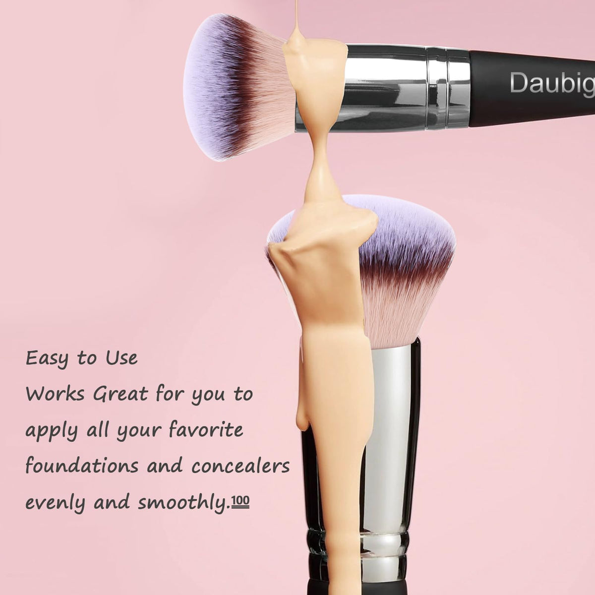 Daubigny brush with fluffy end for foundation application
