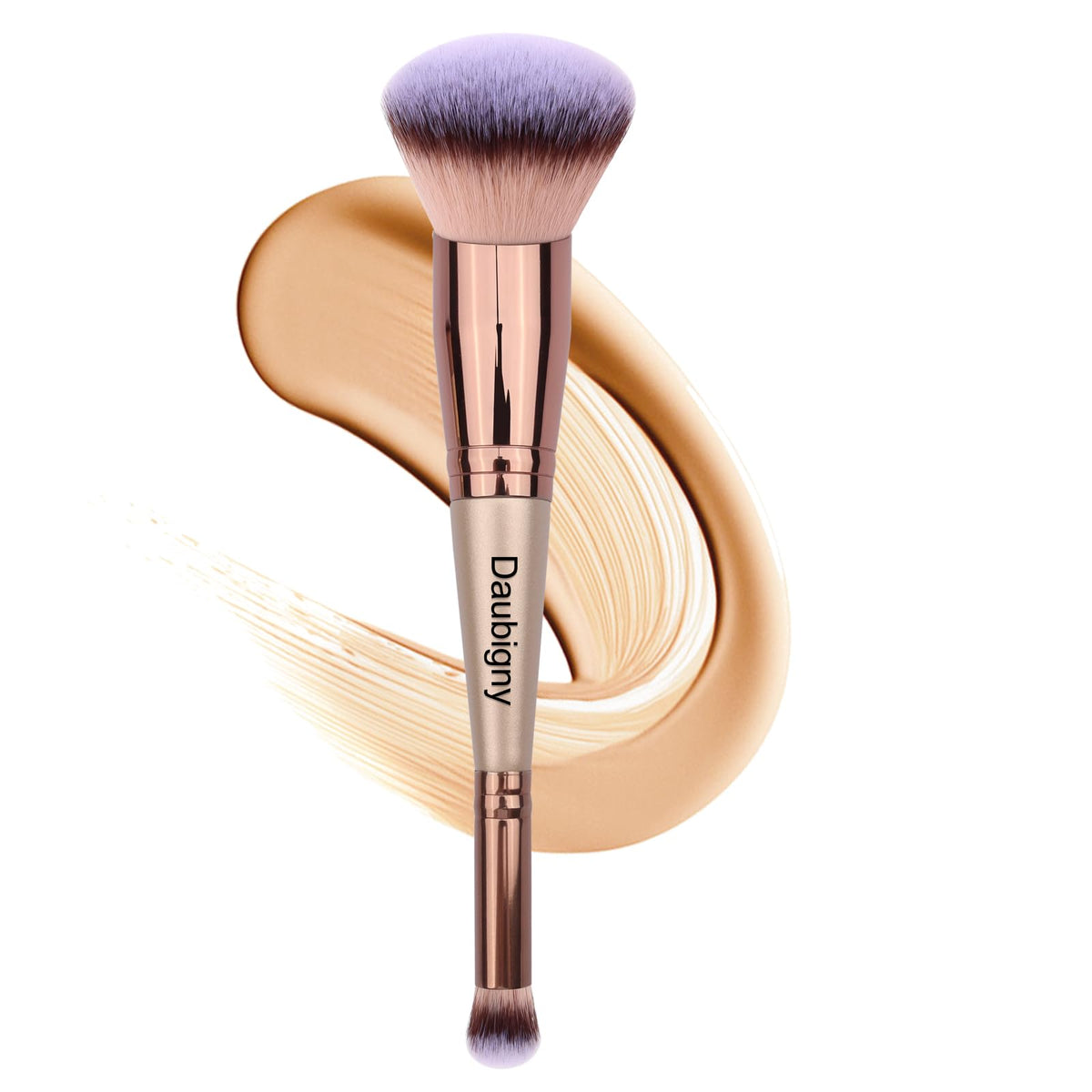 Daubigny Dual-ended Foundation Brush front view with rounded tapered design