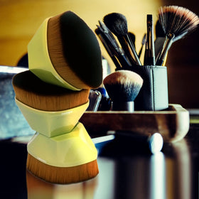 Daubigny Foundation Brush flat top view showcasing bristle density