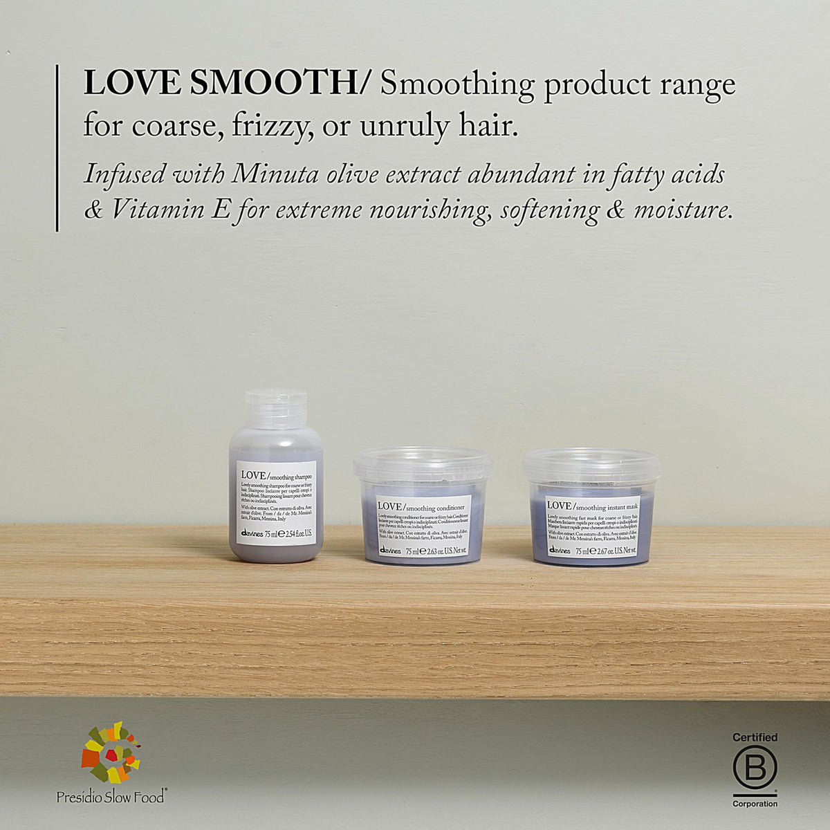Davines LOVE Smoothing Conditioner 2.63 fl. oz. with natural ingredients