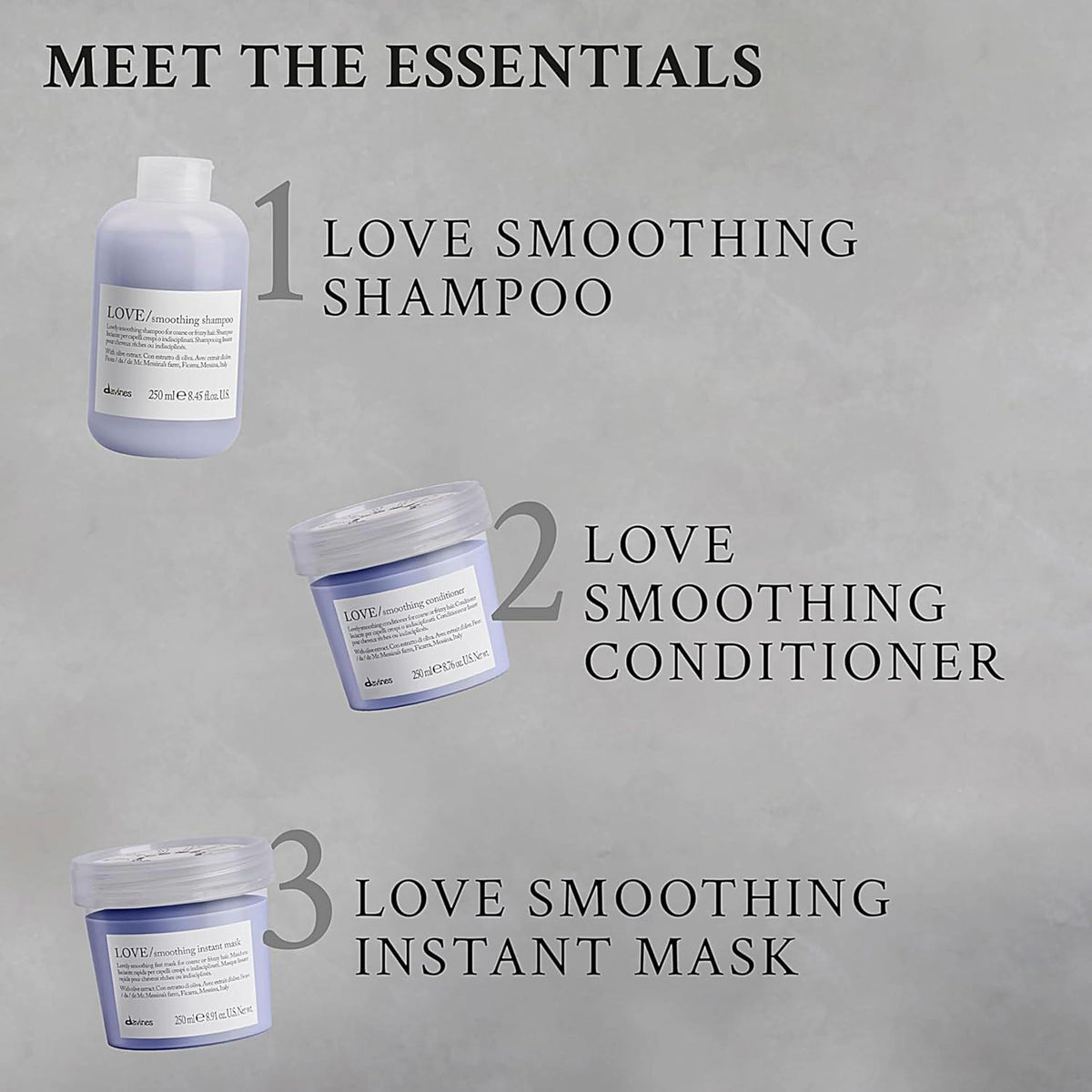 Davines LOVE SMOOTHING Conditioner 272g in a bathroom setting
