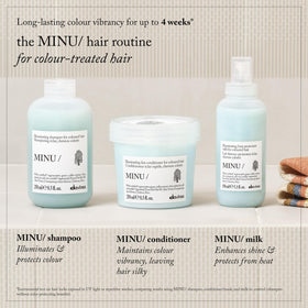Davines MINU Shampoo with a model using it
