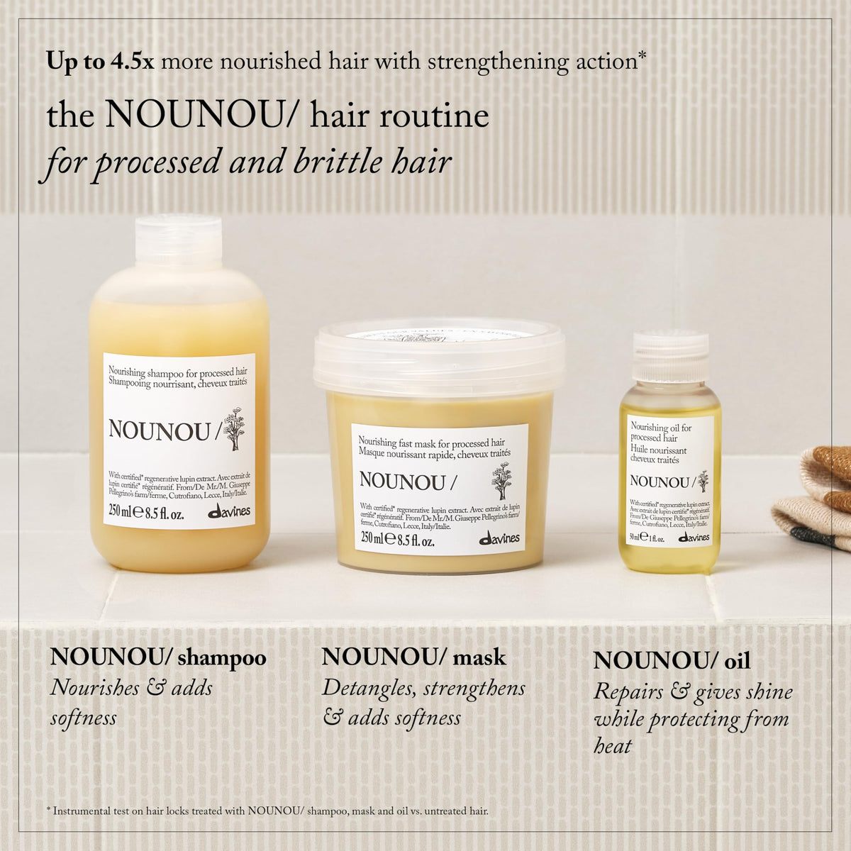 Davines NOUNOU Shampoo with a soft towel