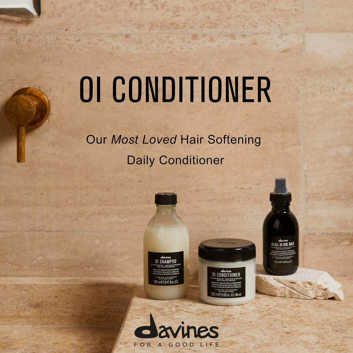 Davines OI Conditioner 100g back view with ingredients