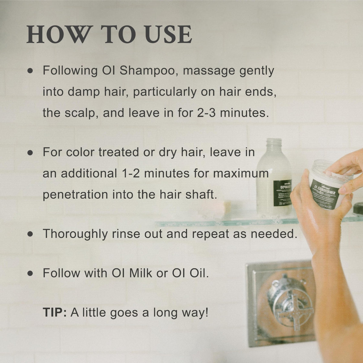 Davines OI Conditioner 100g on a bathroom shelf