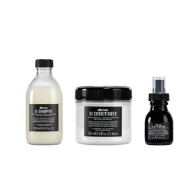 Davines OI Softness & Shine Trio set including shampoo, conditioner, and hair milk