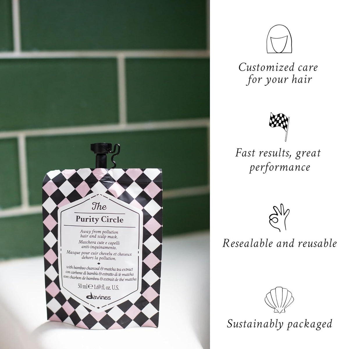 Davines The Purity Circle Hair Mask application on hair