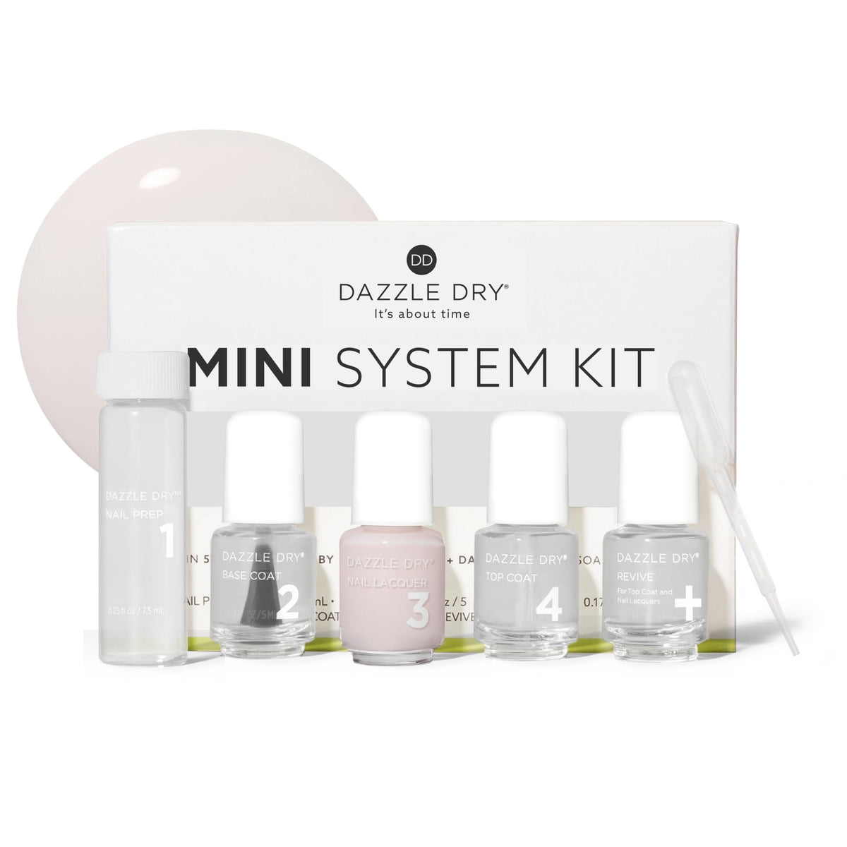 Dazzle Dry Mini Kit Prima Ballerina front view with nail products