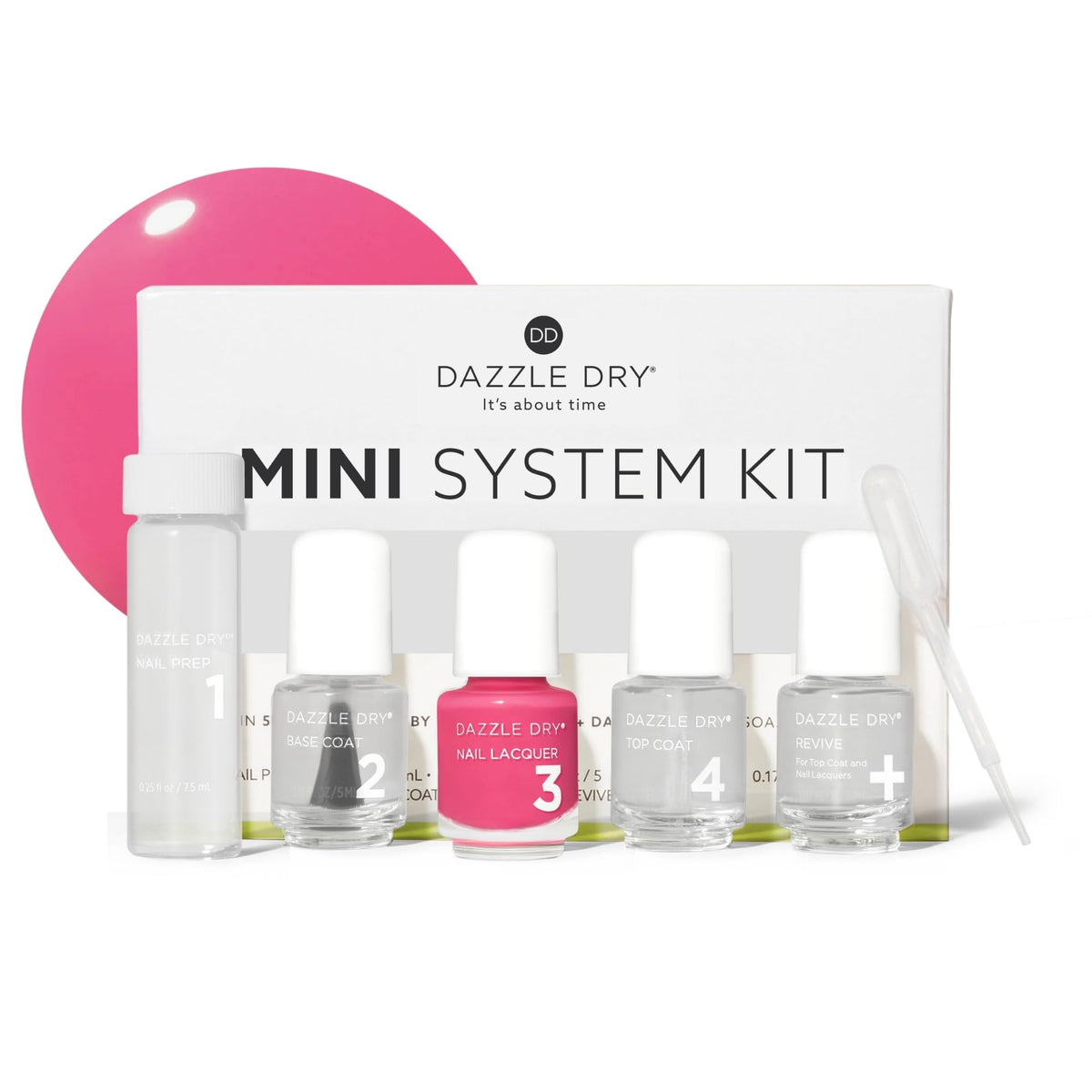 Dazzle Dry Mini Kit Raspberry Crème front view with all products