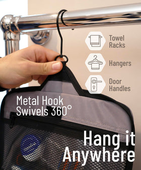 DD D&D Wanderlust Hanging Travel Toiletry Bag in a bathroom setting