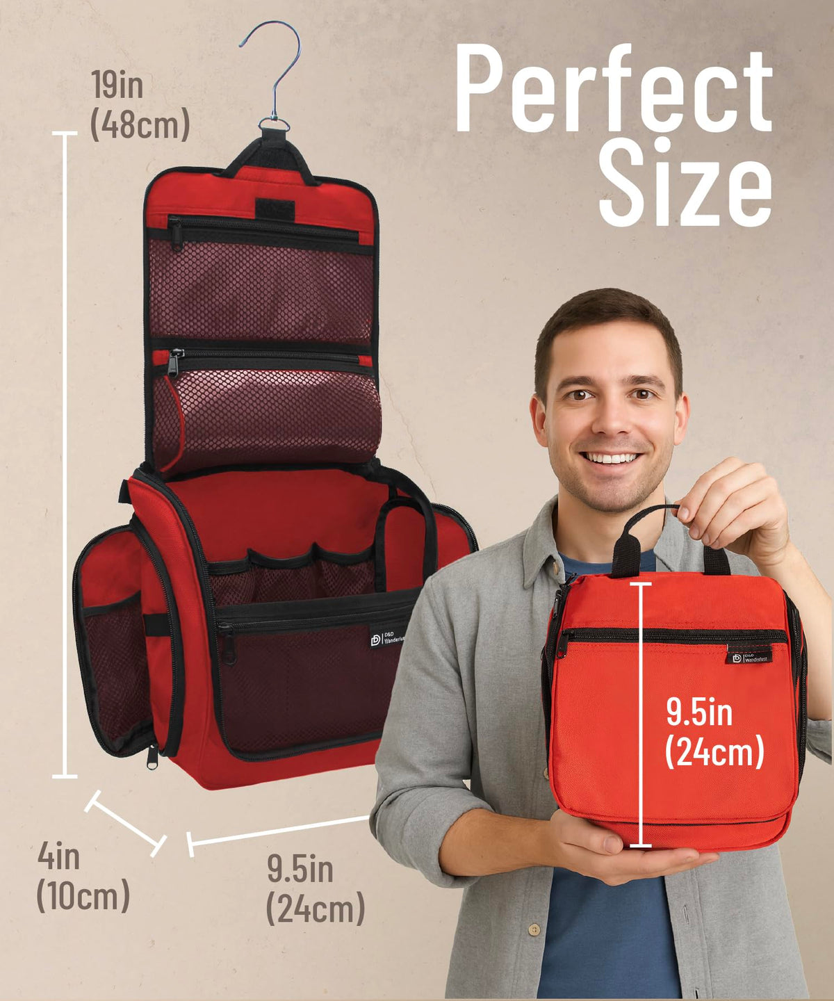 DD D&D Wanderlust Hanging Travel Toiletry Bag with XXL metal swivel hook