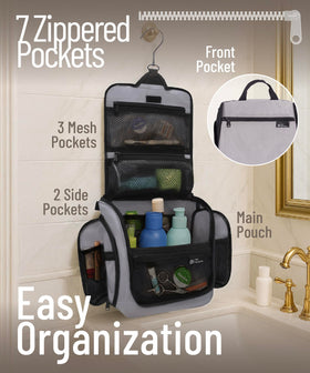 DD D&D Wanderlust Hanging Travel Toiletry Bag with XXL metal swivel hook