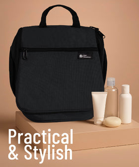 DD D&D Wanderlust Toiletry Bag hanging from a hook