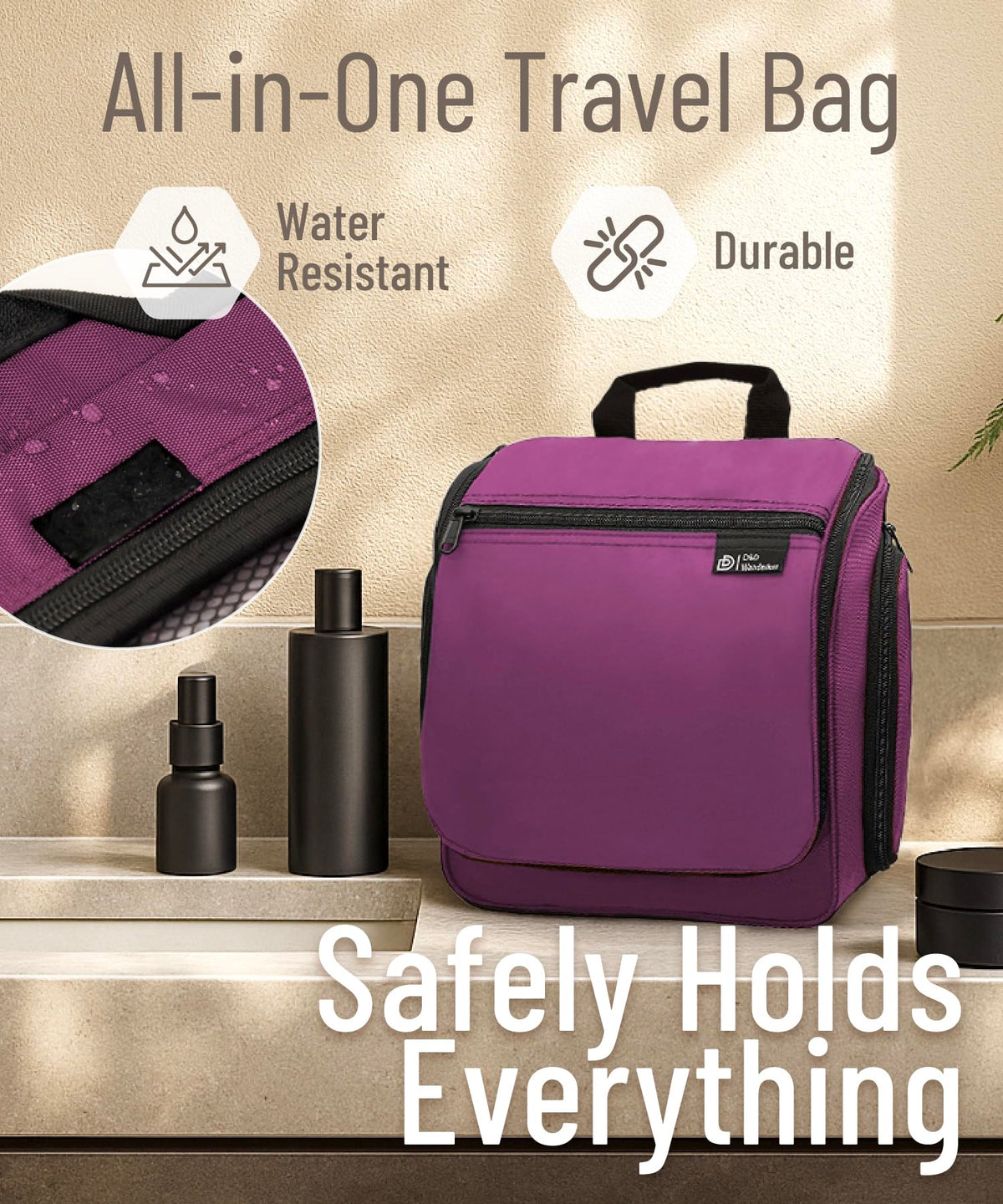 DD D&D Wanderlust Toiletry Bag lifestyle scene in a bathroom