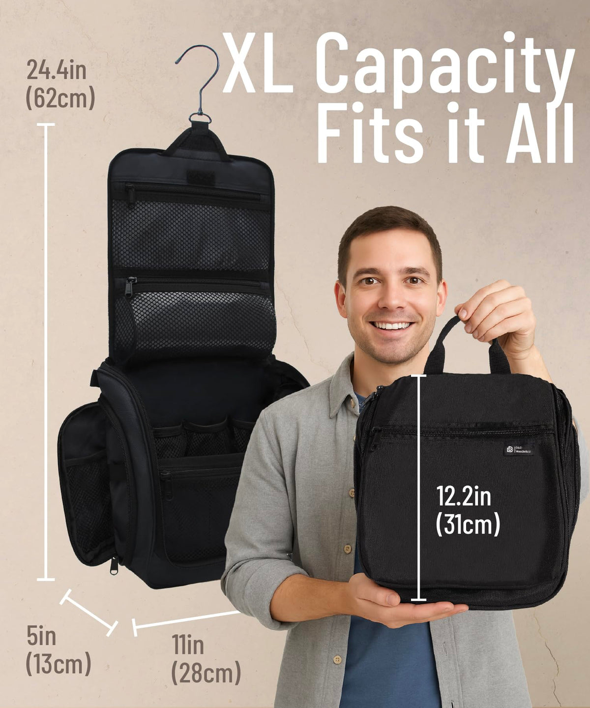 DD D&D Wanderlust Toiletry Bag showing 10 compartments