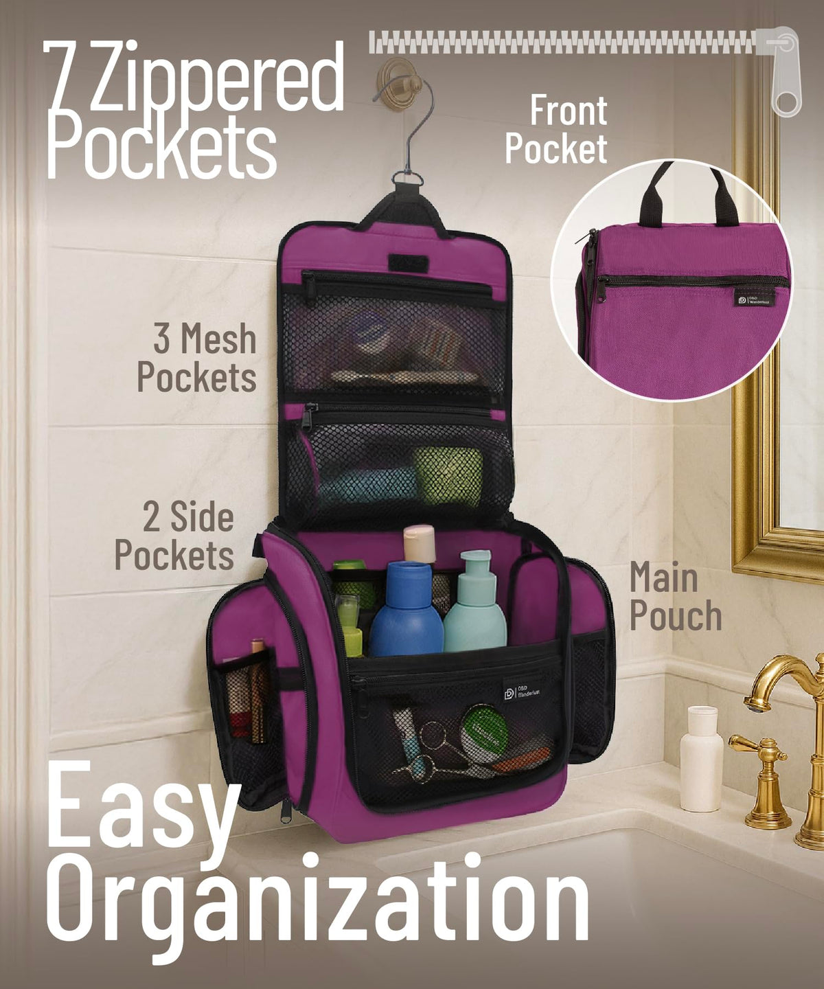 DD D&D Wanderlust Toiletry Bag showing water-resistant nylon material
