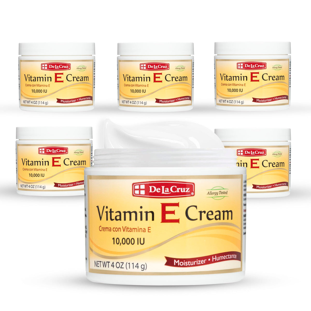 De La Cruz Vitamin E Cream Moisturiser front view, 4 OZ