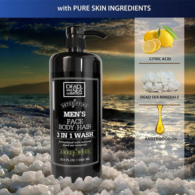 Dead Sea Collection Amber Wood Men’s Body Wash large bottles