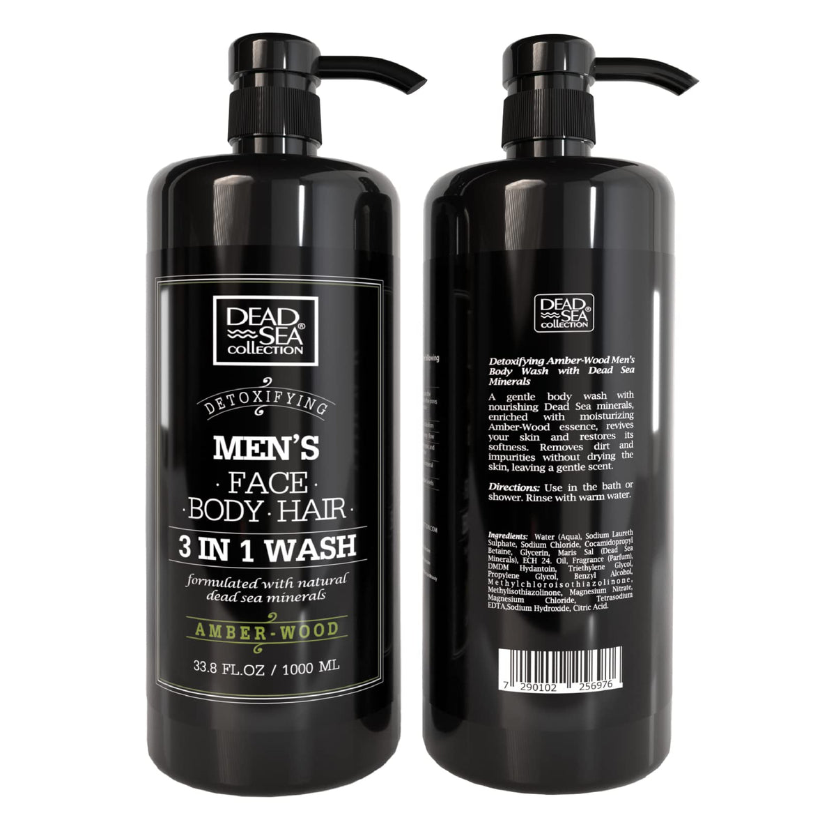 Dead Sea Collection Amber Wood Men’s Body Wash packaging details