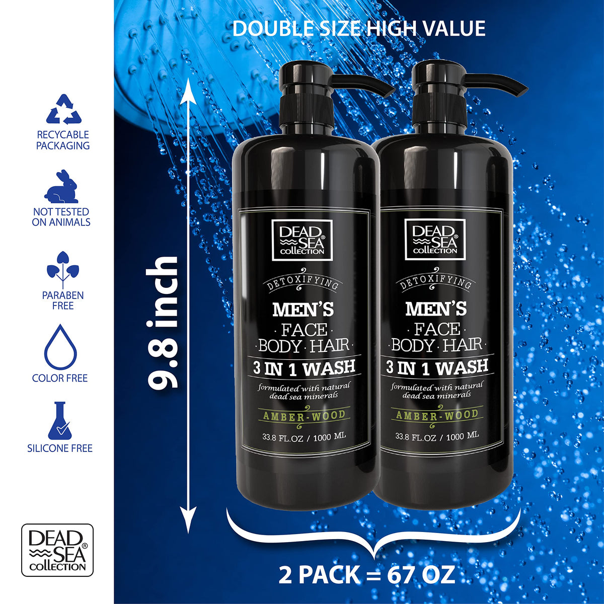 Dead Sea Collection Amber Wood Men’s Body Wash with Dead Sea minerals