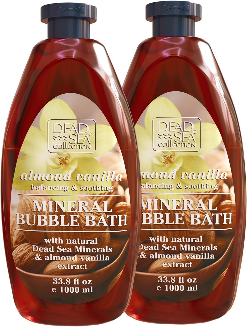 Dead Sea Collection Bubble Bath front view with almond vanilla scent