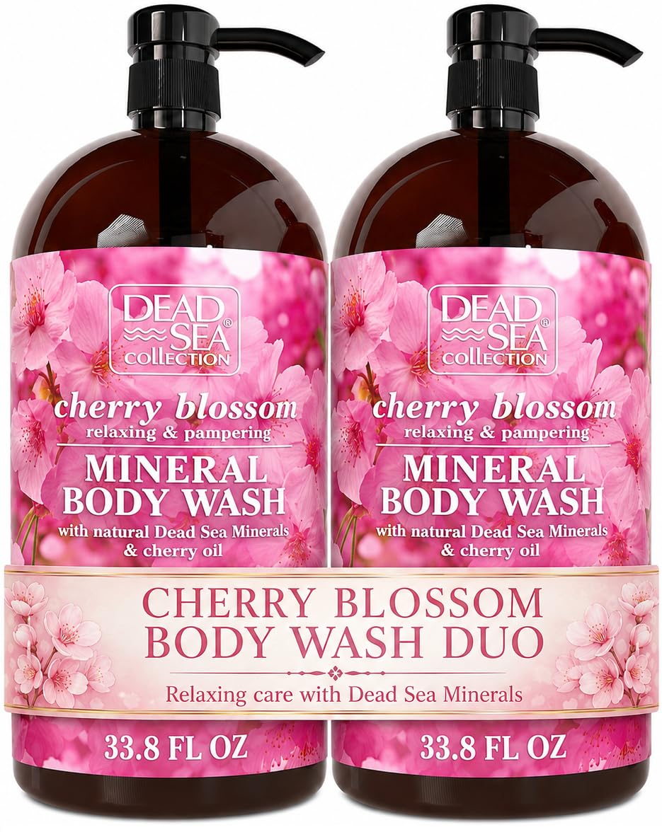 Dead Sea Collection Cherry Body Wash front view with pump