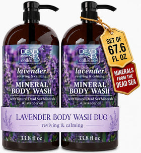 Dead Sea Collection Lavender Body Wash front view with pump