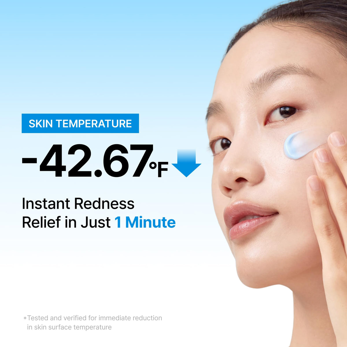 DearKlairs Blue Calming Cream applied on skin