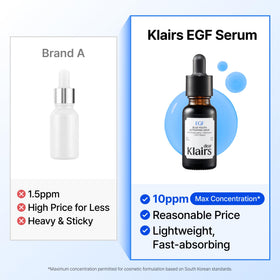 DearKlairs EGF Serum in hand demonstrating application