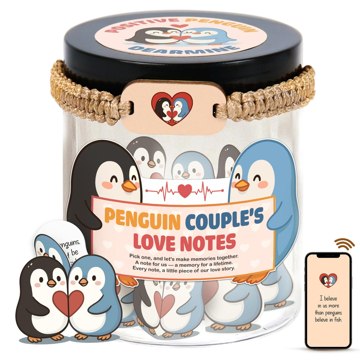 DEARMINE Love Notes Jar with 60 affirmation cards front view
