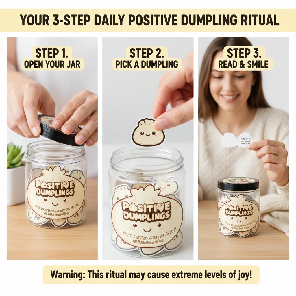 DEARMINE Positive Dumpling Jar showing affirmation cards inside