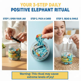 DEARMINE Positive Elephant Jar with playful elephant illustrations