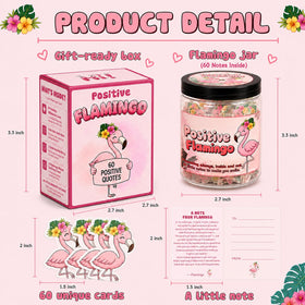 DEARMINE Positive Flamingo Jar displayed on a desk with motivational cards