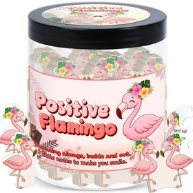 DEARMINE Positive Flamingo Jar front view with colourful artwork