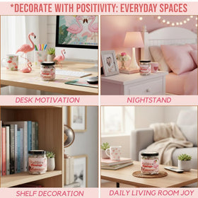 DEARMINE Positive Flamingo Jar with colourful flamingo design