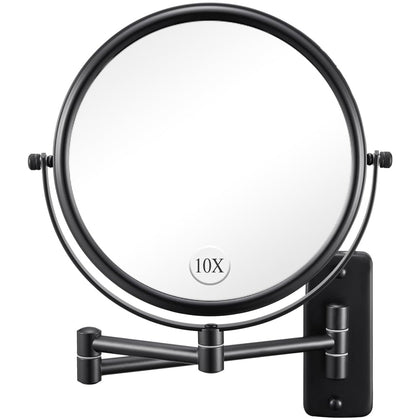 DECLUTTR Wall Mounted Makeup Mirror front view with 1X and 10X sides