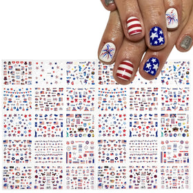 Decorated nails with SPLOCUDU 4th of July nail stickers