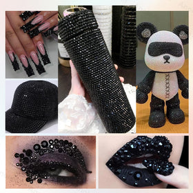 Decorated tumbler with black rhinestones